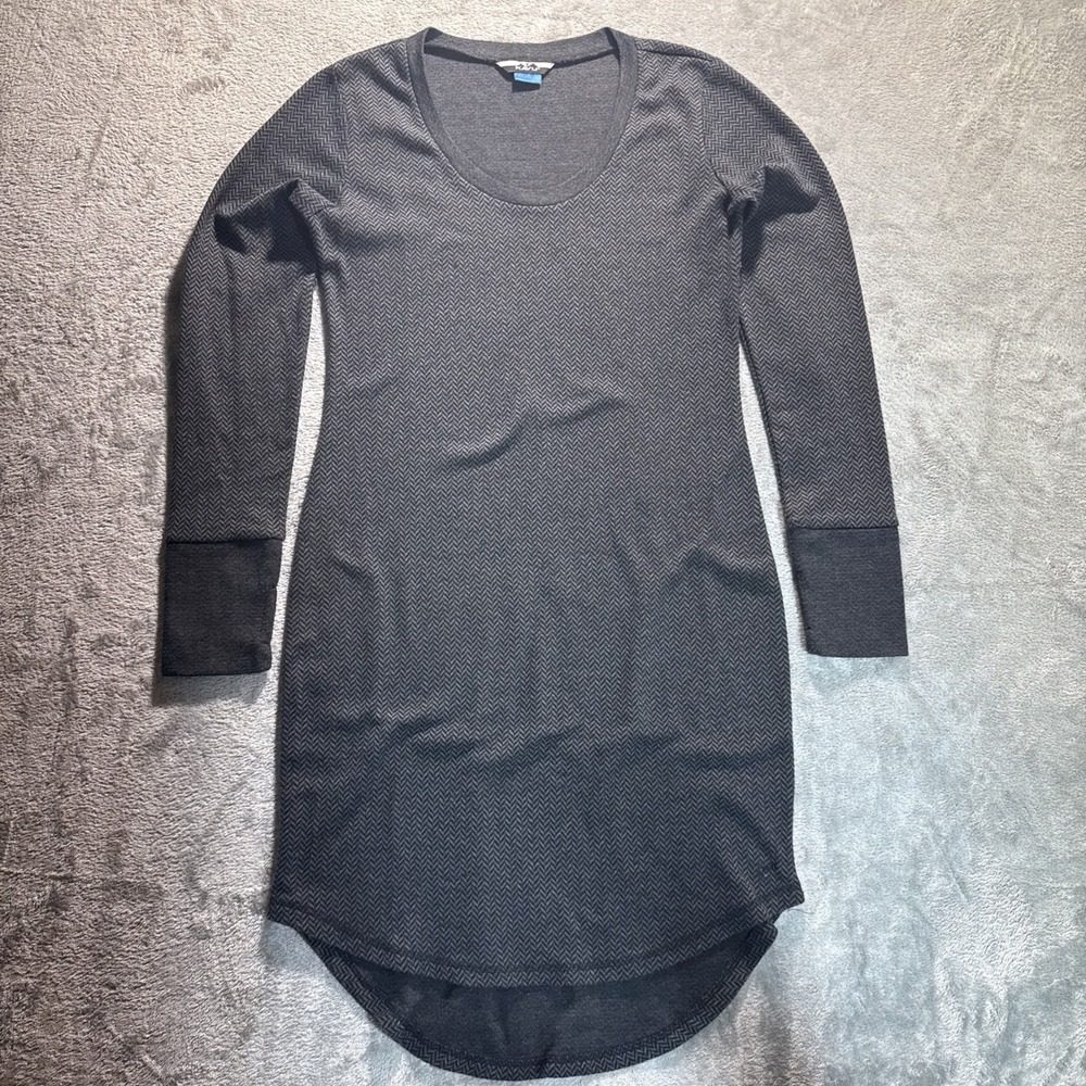 KAVU Deva Dress Women Long Sleeve Knit Athleisure Stretch Size Small Gray
